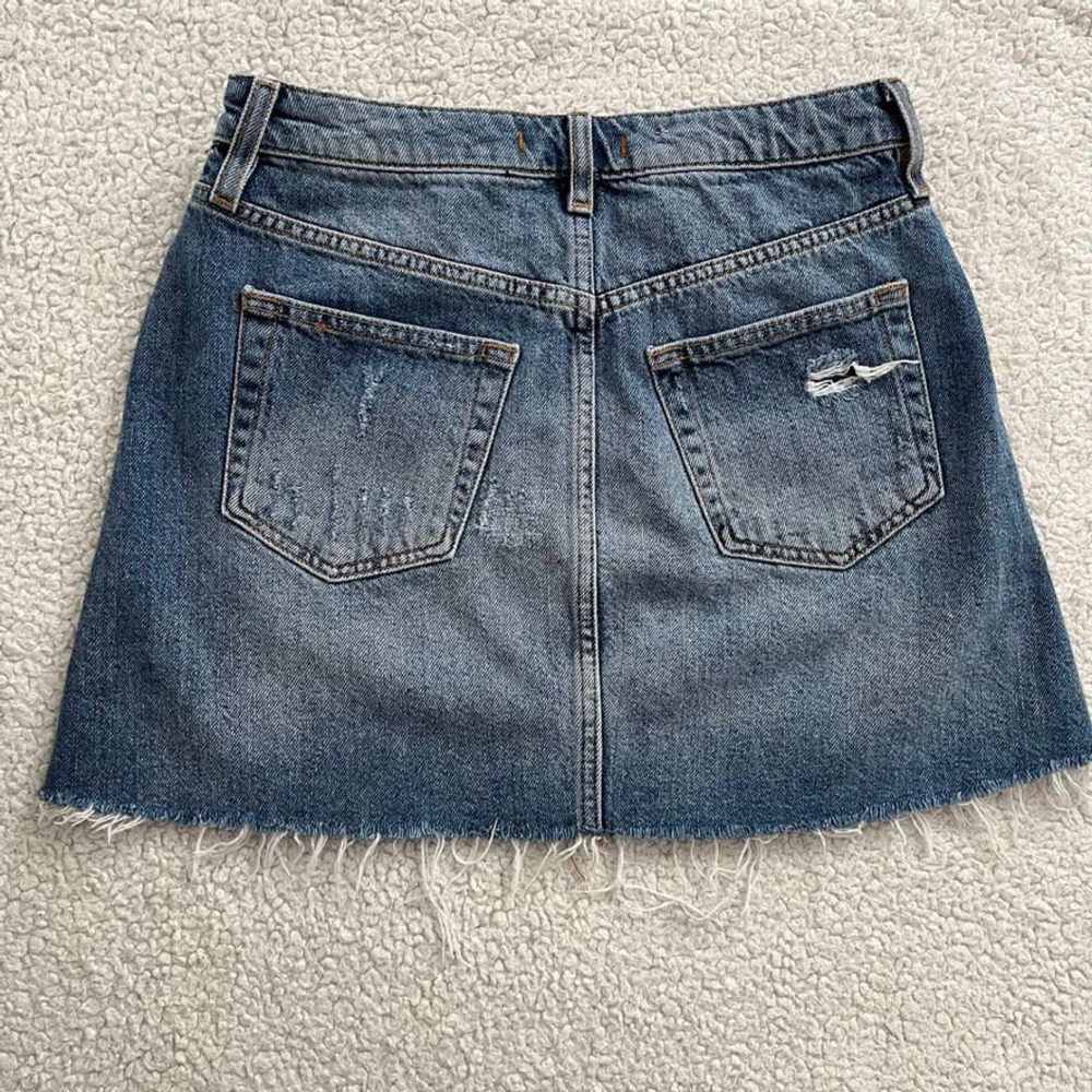 Free People Denim High Waisted Cutoff Mini Skirt Women size 28 - Picture 6 of 11